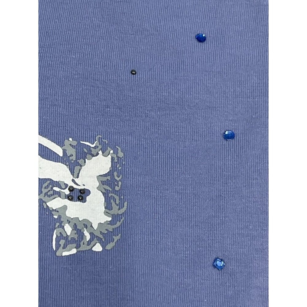Princess Cruises Lilac Purple Floral Appliqué Rhinestone Shirt Women Sz Medium - Picture 4 of 14